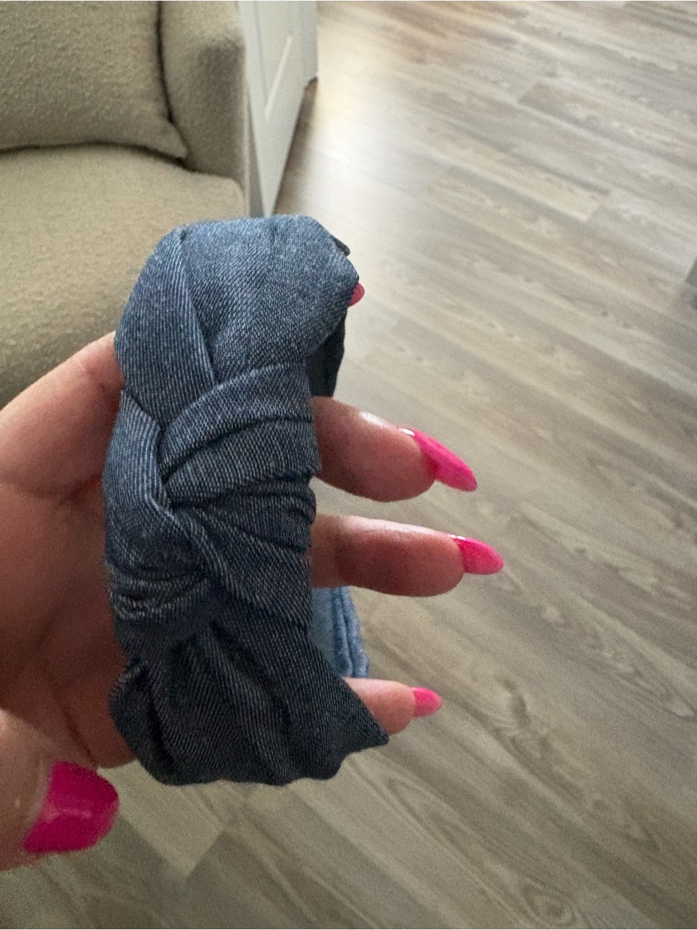 Denim Knotted Headband - Blue